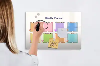 Popisovatelná magnetická tabule týdenní plánovač