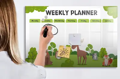 Magnetická kreslící tabule s motivem rozvrhu hodin