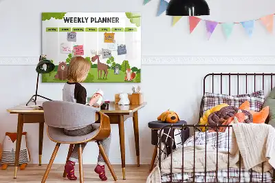 Magnetická kreslící tabule s motivem rozvrhu hodin