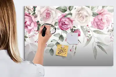 Popisovatelná magnetická tabule s motivem akvarelových růží