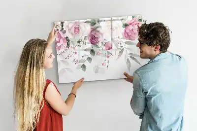 Popisovatelná magnetická tabule s motivem akvarelových růží