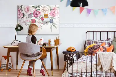 Popisovatelná magnetická tabule s motivem akvarelových růží