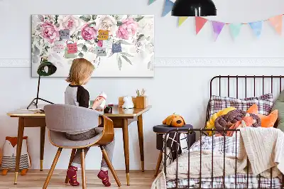 Popisovatelná magnetická tabule s motivem akvarelových růží