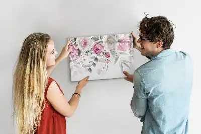 Popisovatelná magnetická tabule s motivem akvarelových růží