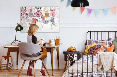 Popisovatelná magnetická tabule s motivem akvarelových růží