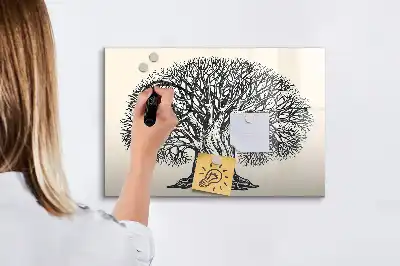 Magnetická kreslící tabule s motivem velkého stromu a přírody