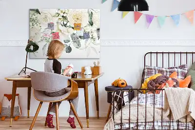 Popisovatelná magnetická tabule s motivem květin