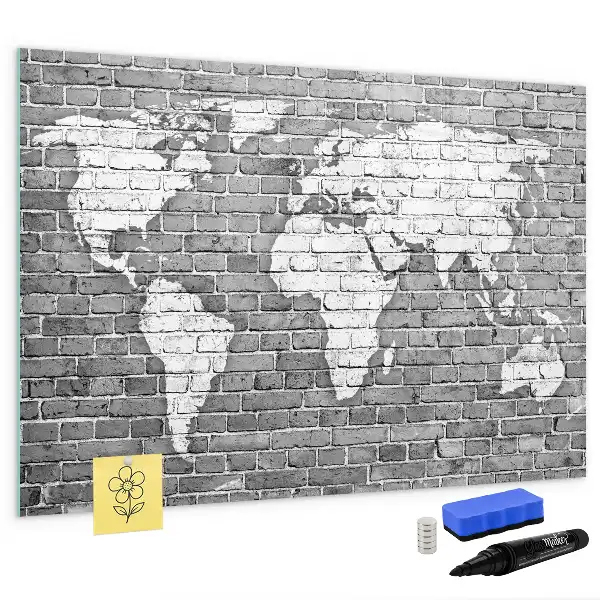 Magnetická kreslicí tabule v designu mapy světa na cihle
