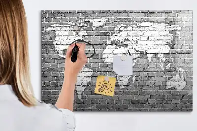 Magnetická kreslicí tabule v designu mapy světa na cihle