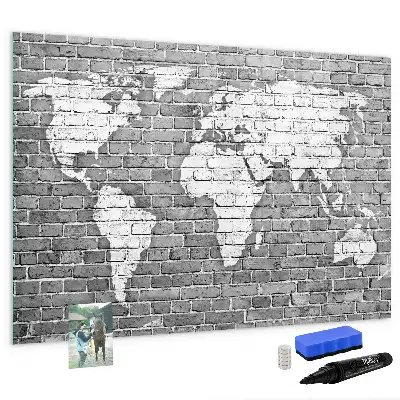 Magnetická kreslicí tabule v designu mapy světa na cihle