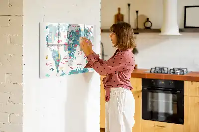 Obrázková mapa světa popisovatelná magnetická tabule