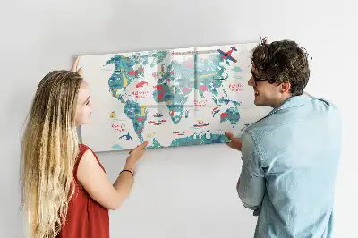 Obrázková mapa světa popisovatelná magnetická tabule