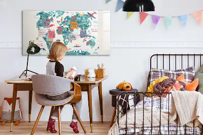 Obrázková mapa světa popisovatelná magnetická tabule