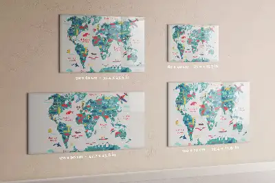 Obrázková mapa světa popisovatelná magnetická tabule