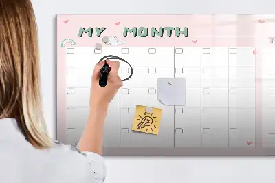 Magnetická kreslící tabule měsíční plánovač pro děti