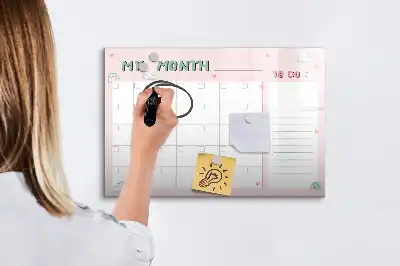 Magnetická kreslící tabule měsíční plánovač pro děti