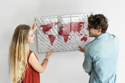 Magnetická tabule s mapou světa motivy cihelné zdi