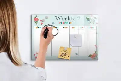 Týdenní plánovač popisovatelná magnetická tabule
