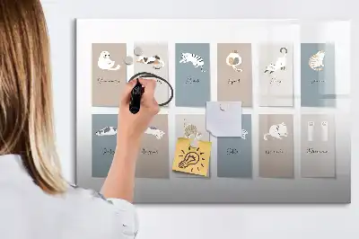Magnetická tabule ve formě kočičího kalendáře