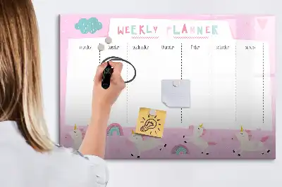 Popisovatelná magnetická tabule týdenní plánovač pro děti