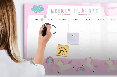Popisovatelná magnetická tabule týdenní plánovač pro děti