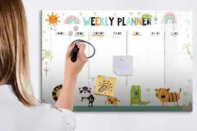 Magnetická kreslící tabule týdenní plánovač se zvířaty