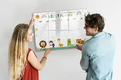 Magnetická kreslící tabule týdenní plánovač se zvířaty