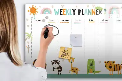 Magnetická kreslící tabule týdenní plánovač se zvířaty