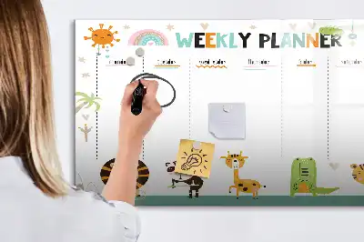 Magnetická kreslící tabule týdenní plánovač se zvířaty