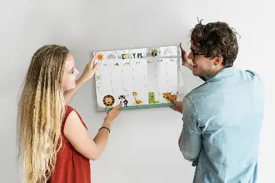 Magnetická kreslící tabule týdenní plánovač se zvířaty