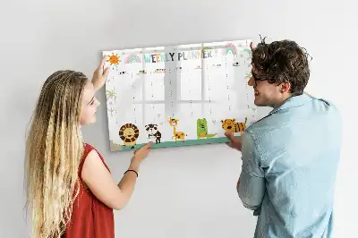 Magnetická kreslící tabule týdenní plánovač se zvířaty