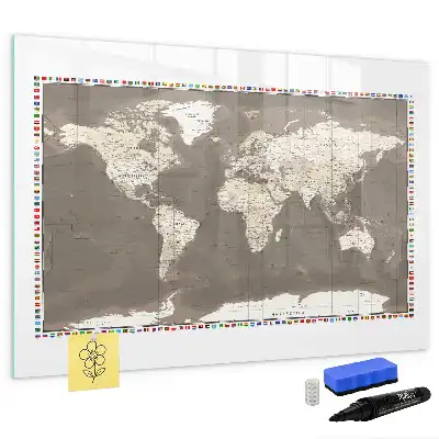 Magnetická kreslící tabule hnědá mapa světa