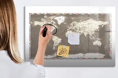 Magnetická kreslící tabule hnědá mapa světa