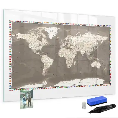 Magnetická kreslící tabule hnědá mapa světa