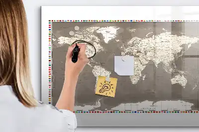 Magnetická kreslící tabule hnědá mapa světa