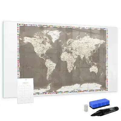 Magnetická kreslící tabule hnědá mapa světa