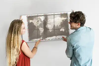 Magnetická kreslící tabule hnědá mapa světa
