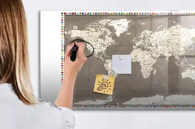 Magnetická kreslící tabule hnědá mapa světa