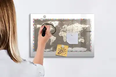 Magnetická kreslící tabule hnědá mapa světa