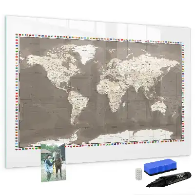 Magnetická kreslící tabule hnědá mapa světa