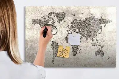 Magnetická popisovatelná tabule s motivem mapy světa