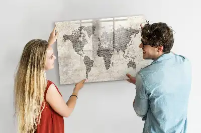 Magnetická popisovatelná tabule s motivem mapy světa