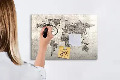 Magnetická popisovatelná tabule s motivem mapy světa