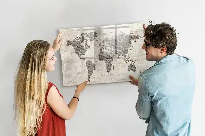 Magnetická popisovatelná tabule s motivem mapy světa