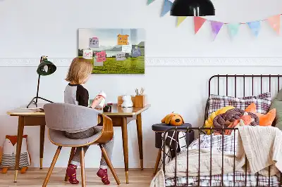 Popisovatelná magnetická tabule s motivem hory a pole