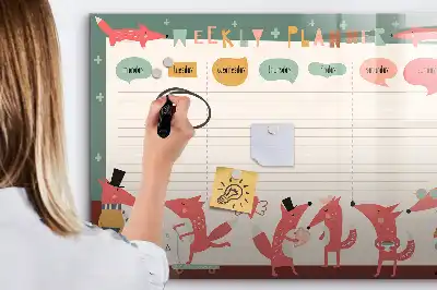Magnetická kreslící tabule týdenní plánovač pro děti
