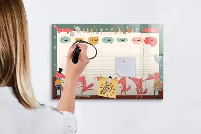 Magnetická kreslící tabule týdenní plánovač pro děti