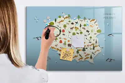 Magnetická kreslící tabule mapa zvířat Polska