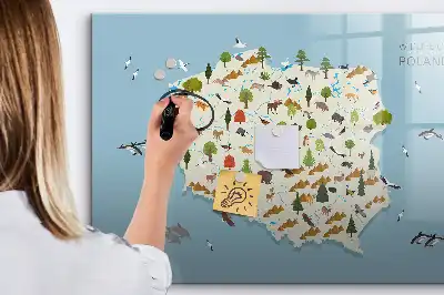 Magnetická kreslící tabule mapa zvířat Polska