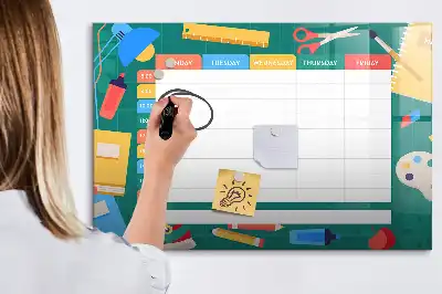 Magnetická kreslící tabule s motivem rozvrhu hodin
